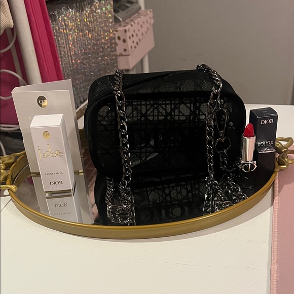 Dior Black Mesh Pouch with 47 inch Chain Added- More - Picture 2 of 6
